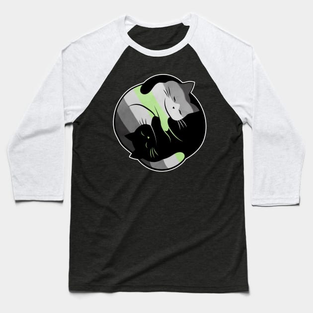 Agender Yin Yang Cat Baseball T-Shirt by Psitta